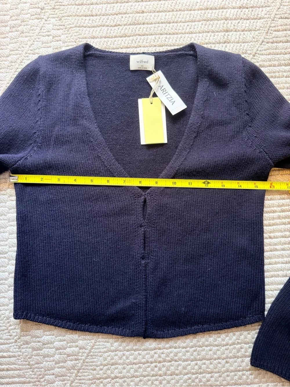 ARITZIA Wilfred Basque Cardigan XS Content: 55% wool, 45% cotton navy